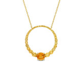 3.25 Carat (ctw) Madeira Citrine Open Circle Pendant Necklace in Yellow Plated Sterling Silver with Chain